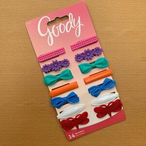 Goody Girls’ Barrette Set | Multicolor Floral & Bow Hair Clips | 14-Pack NWT